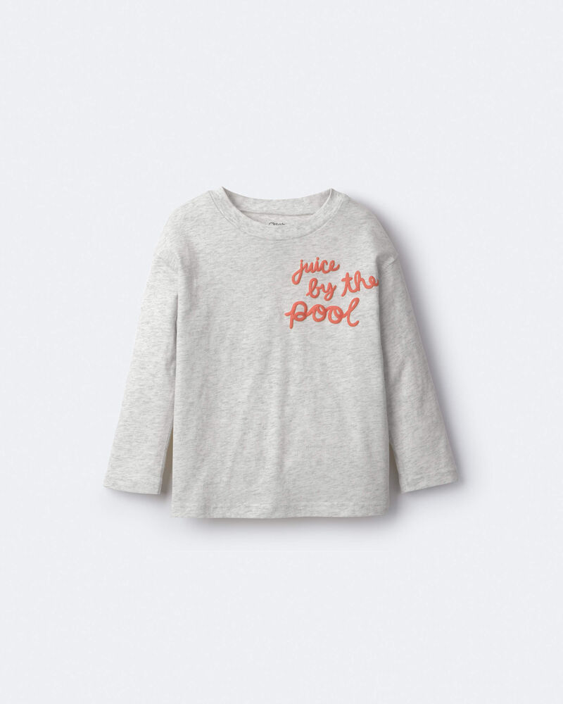 Toddler 'Juice By The Pool' Long-Sleeve Relaxed Graphic Tee - Heather Grey, image 2 of 6 slides