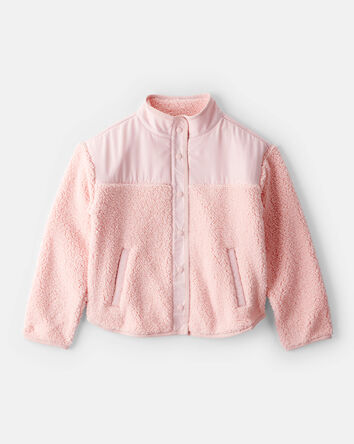 Girls Long-Sleeve Sherpa Jacket - Pink, 