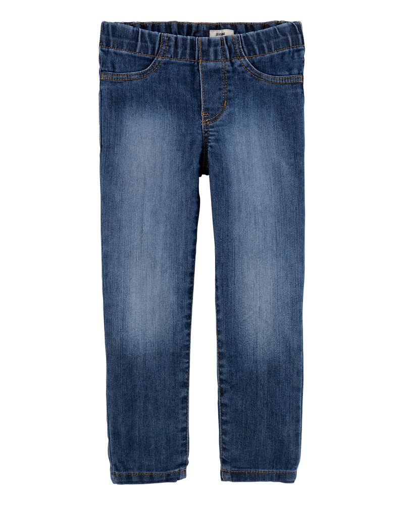 Baby Medium Blue Wash Elastic-Waist Jeggings, image 1 of 4 slides