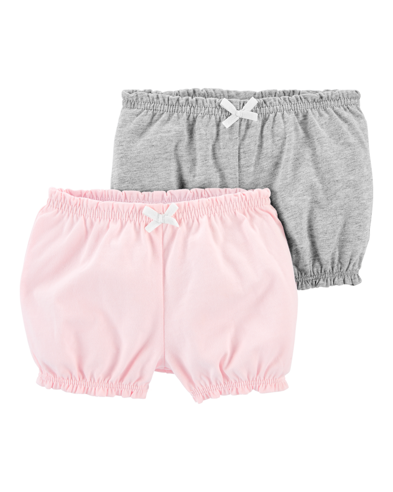 Baby Girl 2-Pack Bubble Shorts - Pink/Grey, image 1 of 4 slides