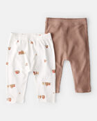 Baby Barn Print PurelySoft Pull-On Pants - Brown/White, image 1 of 7 slides