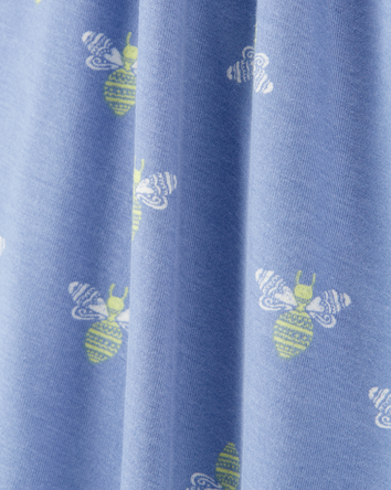 Baby Girl Bee Print Zip-Up PurelySoft Sleep & Play Pajamas, 