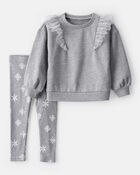 Toddler Girl 2-Piece DayDream Fleece Snowflake Print Long-Sleeve Tee & Pant Set, image 1 of 4 slides