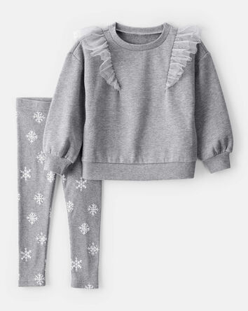 Toddler Girl 2-Piece DayDream Fleece Snowflake Print Long-Sleeve Tee & Pant Set, 