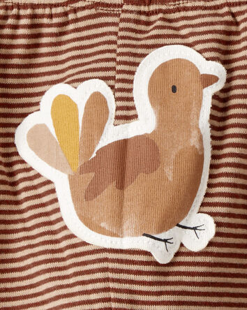 Baby My First Thanksgiving Cotton Long-Sleeve Bodysuit & Pant Set - Cream/Brown, 