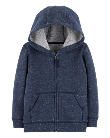 Toddler Boy Marled Zip-Up French Terry Hoodie - Navy, 