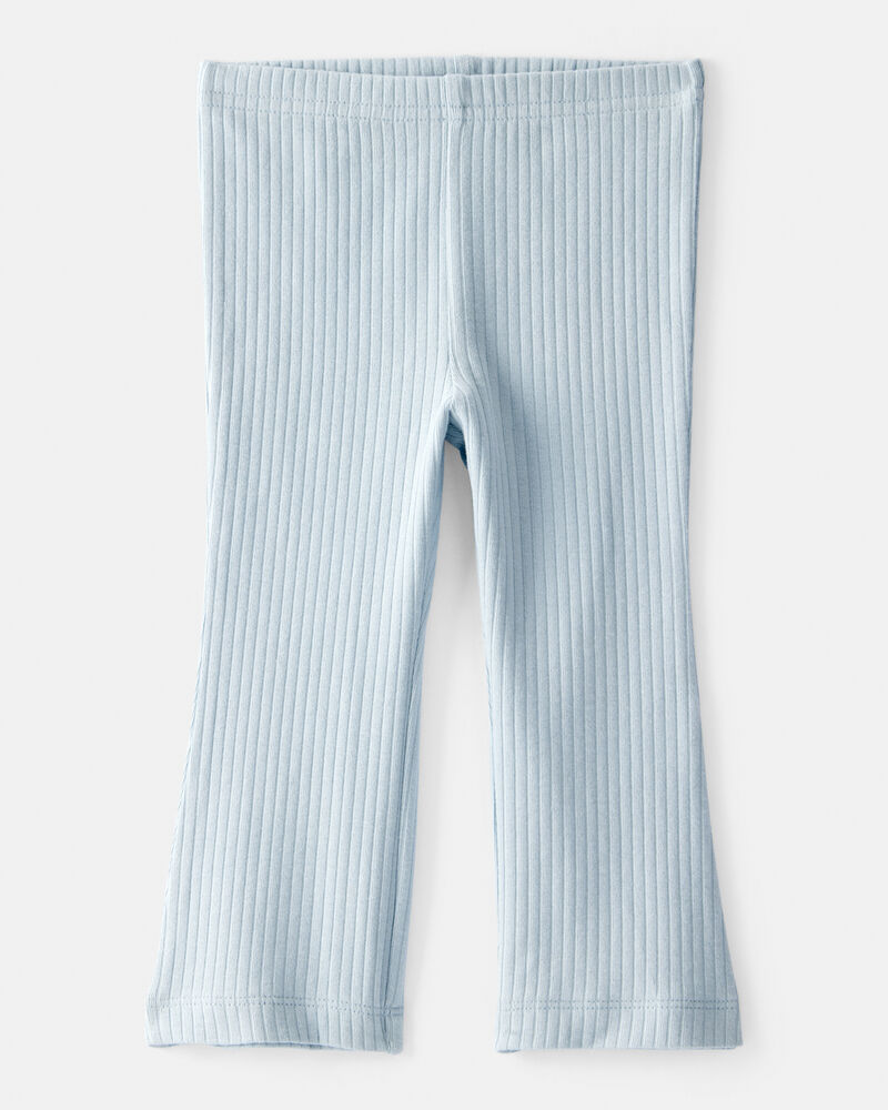 Baby Girl Flare Pull-On Stretch Rib Leggings - Blue, image 1 of 4 slides