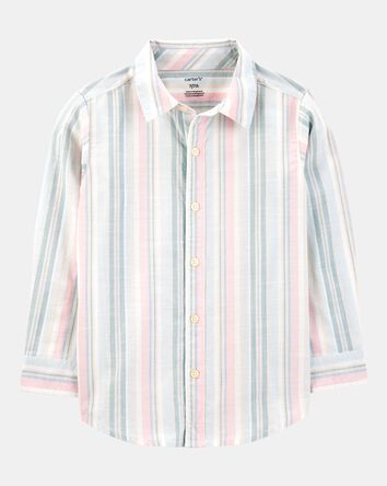 Kid Striped Woven Long-Sleeve Button-Down Shirt, 