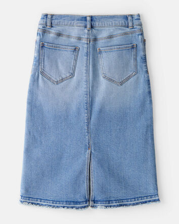 Girls Denim Midi Skirt - Blue, 