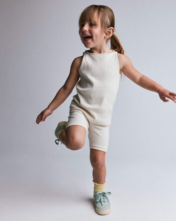 Toddler Girl Ribbed Playtime Tank Top - Cream, 