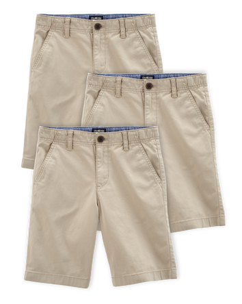 Boys 3-Pack Stretch Chino Uniform Shorts - Khaki, 