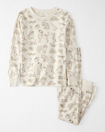 Kid Pet Print Organic Cotton 2-Piece Pajamas, 