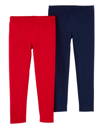 Toddler 2-Pack Red & Navy Cotton Stretch Leggings, 