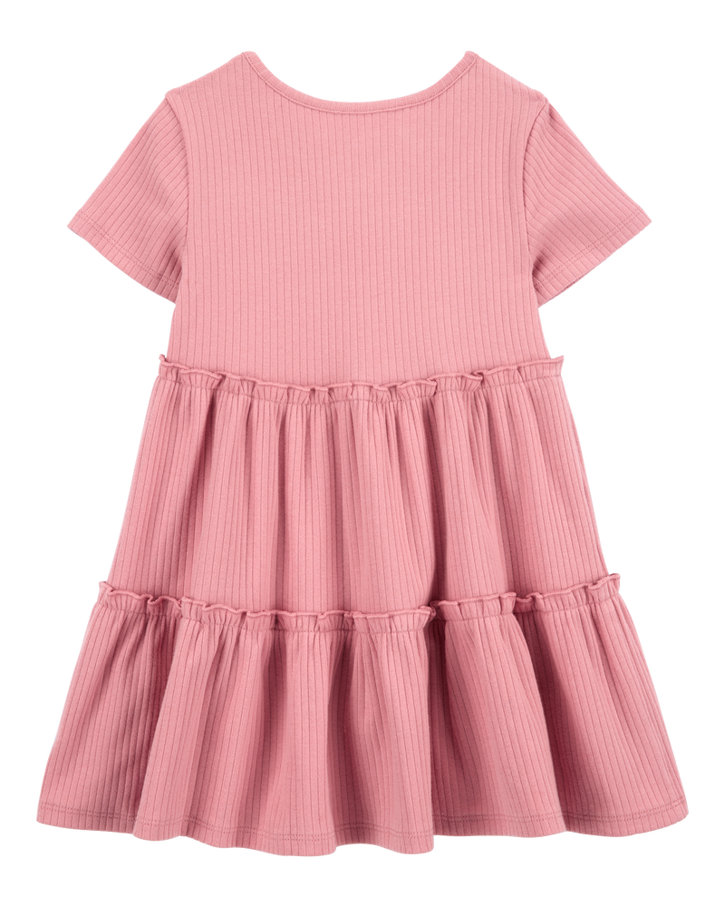 Toddler Solid Short-Sleeve Dress - Pink, image 2 of 4 slides