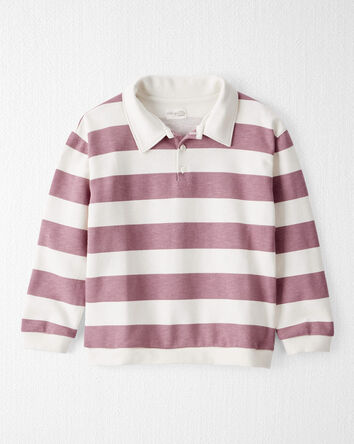 Girls Organic Cotton Henley Top in Stripes, 