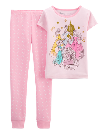 Kid 2-Piece Disney Princess 100% Snug Fit Cotton Pajamas, 