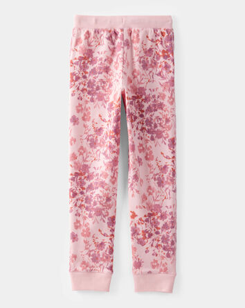 Girls Floral Drawstring Joggers - Pink, 