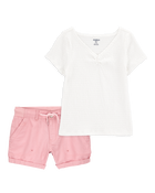 Kid 2-Piece Short-Sleeve Crinkle Top & Trek Short Set, image 1 of 7 slides