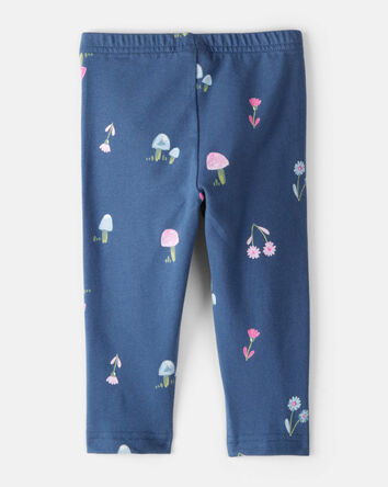 Baby Girl Floral Cotton Pull-On Stretch Leggings - Blue, 
