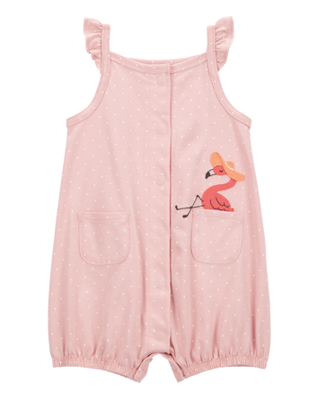 Baby Girl Pink Flamingo 1-Piece Romper, 