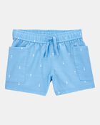 Toddler Heart Drop Print Drawstring Shorts - Blue, image 1 of 7 slides