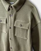 Toddler Boy Long-Sleeve Waffle Knit Utility Shirt - Green, image 2 of 4 slides
