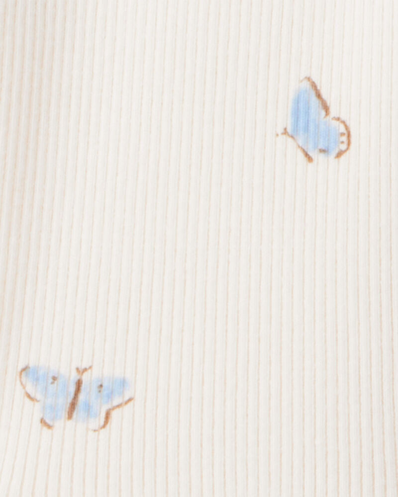 Baby Girl 2-Piece Organic Cotton Ribbed Knit Set in Butterfly Breeze Print, image 3 of 4 slides