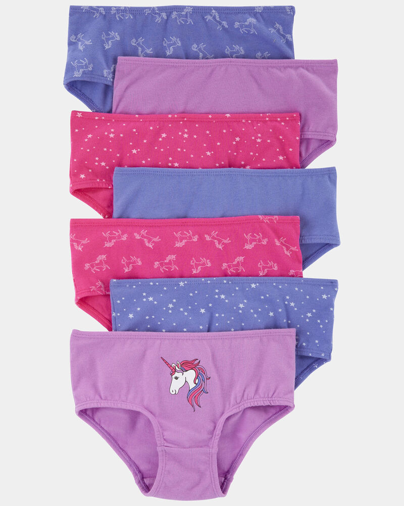 Girls 7-Pack Unicorn Brief Stretch Cotton Undies, image 1 of 3 slides