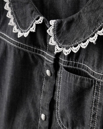 Baby Girl Western Denim Long-Sleeve Top - Black, 