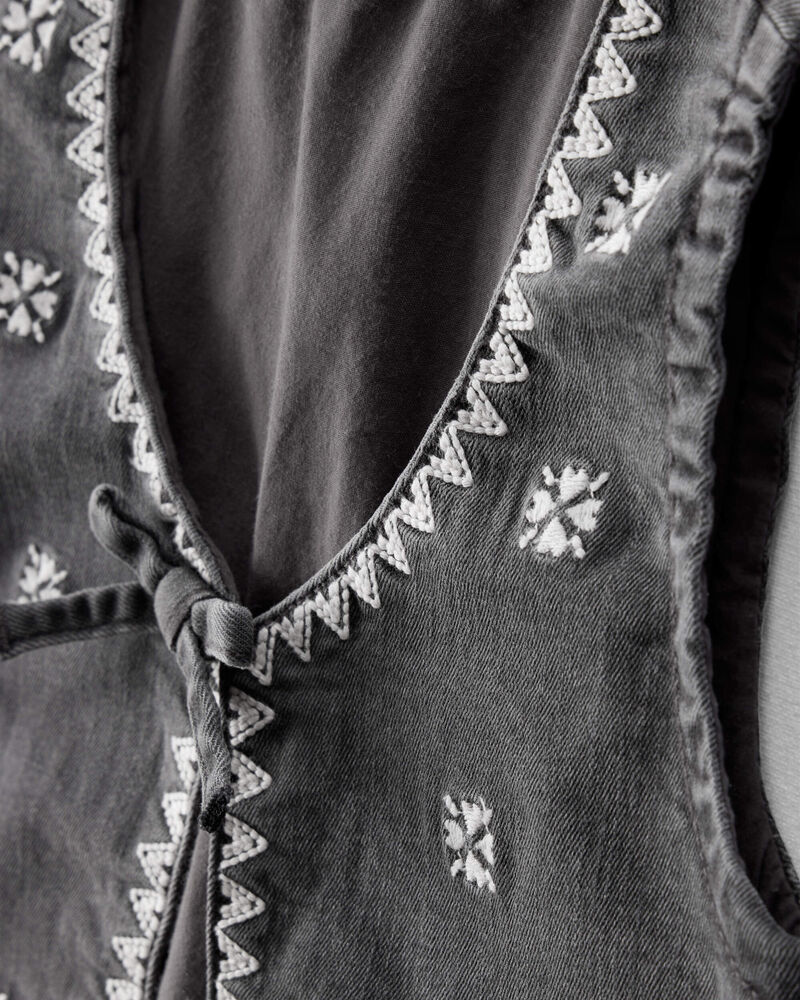 Baby Girl Western Denim Sleeveless Vest - Grey, image 2 of 4 slides