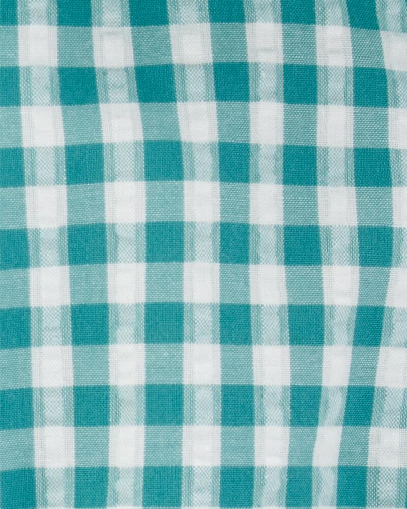 Baby Girl Gingham Tank Romper - Green, image 2 of 3 slides
