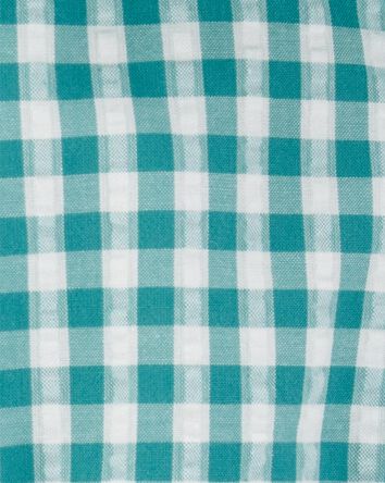 Baby Girl Gingham Tank Romper - Green, 