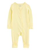 Baby Solid 2-Way Zip PurelySoft Convertible Foot Sleep & Play Pajamas - Yellow, image 1 of 8 slides