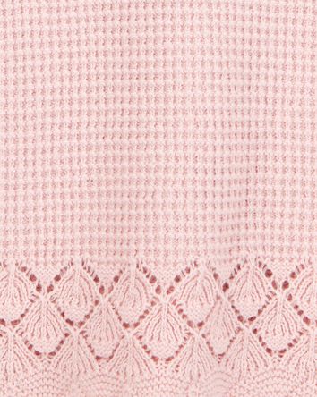 Girls Pointelle Crochet Knit Tank - Pink, 