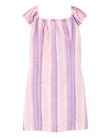 Kid Striped Poplin Dress -Pink, 