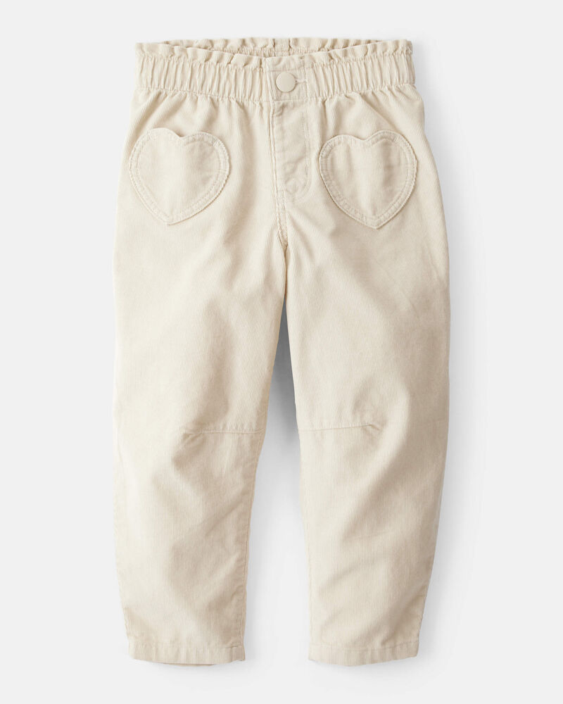 Toddler Girl Heart Pocket Barrel Pants - Tan, image 1 of 5 slides