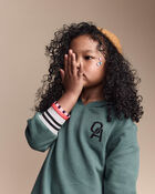 Toddler Girl Long-Sleeve Hooded Sweatshirt Dress - Green, image 4 of 7 slides