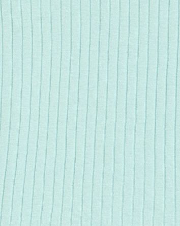 Kid Solid Ribbed Cotton Blend 2-Piece Pajamas - Teal, 