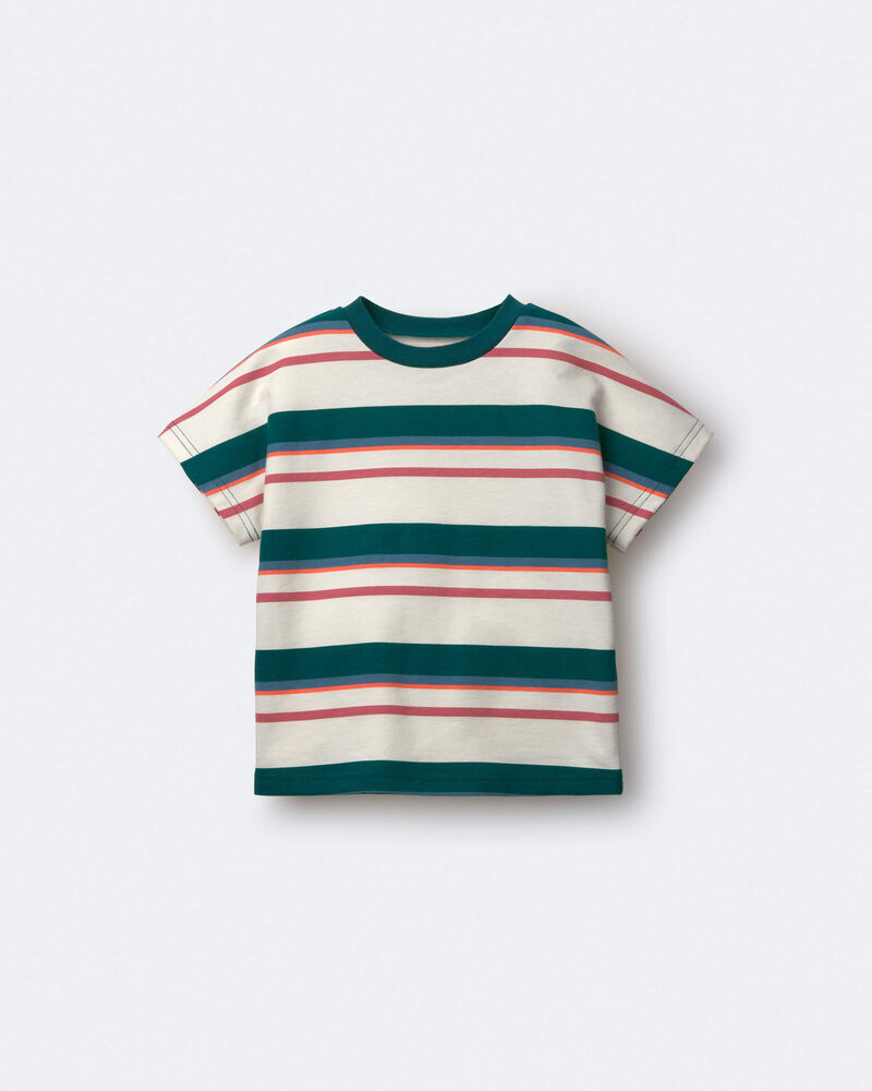 Toddler Dolman Tee in Stripes - Green/Cream, image 2 of 6 slides