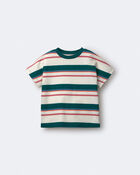 Toddler Dolman Tee in Stripes - Green/Cream, image 2 of 6 slides