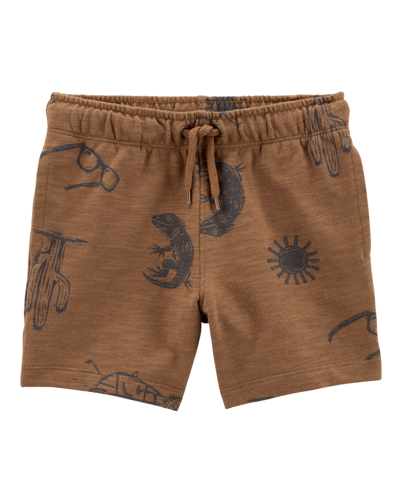 Toddler 2-Piece Desert Print Henley & Pull-On Shorts Set - Brown, image 4 of 8 slides