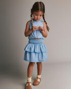 Toddler Girl Bubble Hem Top - Blue, image 4 of 5 slides