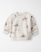 Baby French Terry Sweatshirt Made with Organic Cotton in Western Rodeo Print, image 1 of 4 slides