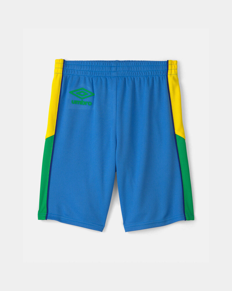 Kids Umbro Brazil Mesh Soccer Shorts - Blue/Yellow/Green, image 2 of 5 slides