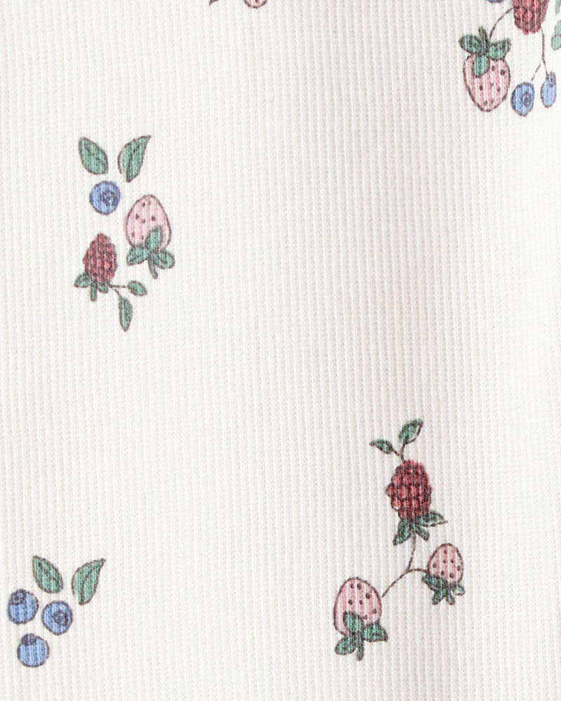 Toddler Girl Organic Cotton Ribbed Knit Pants in Berry Blossom Print, image 6 of 7 slides