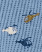 Baby 2-Piece Waffle Knit Bodysuit Pant Set - Blue, image 2 of 3 slides