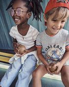 Toddler Short-Sleeve Cotton Rib Stripe Top, image 3 of 4 slides