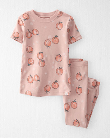 Toddler Girl Organic Cotton Pajamas in Peach Print, 