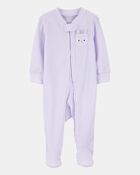 Baby 2-Pack  Ribbed 2-Way Zip Sleep & Play Pajamas - Pink/Purple, image 4 of 5 slides