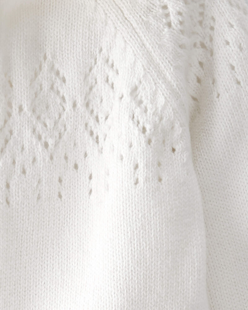 Baby Organic Cotton Sweater Knit Pointelle Jumpsuit, image 2 of 4 slides